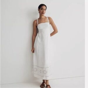 Madewell Embroidered Eyelet Tie-Back Cami Midi Dress